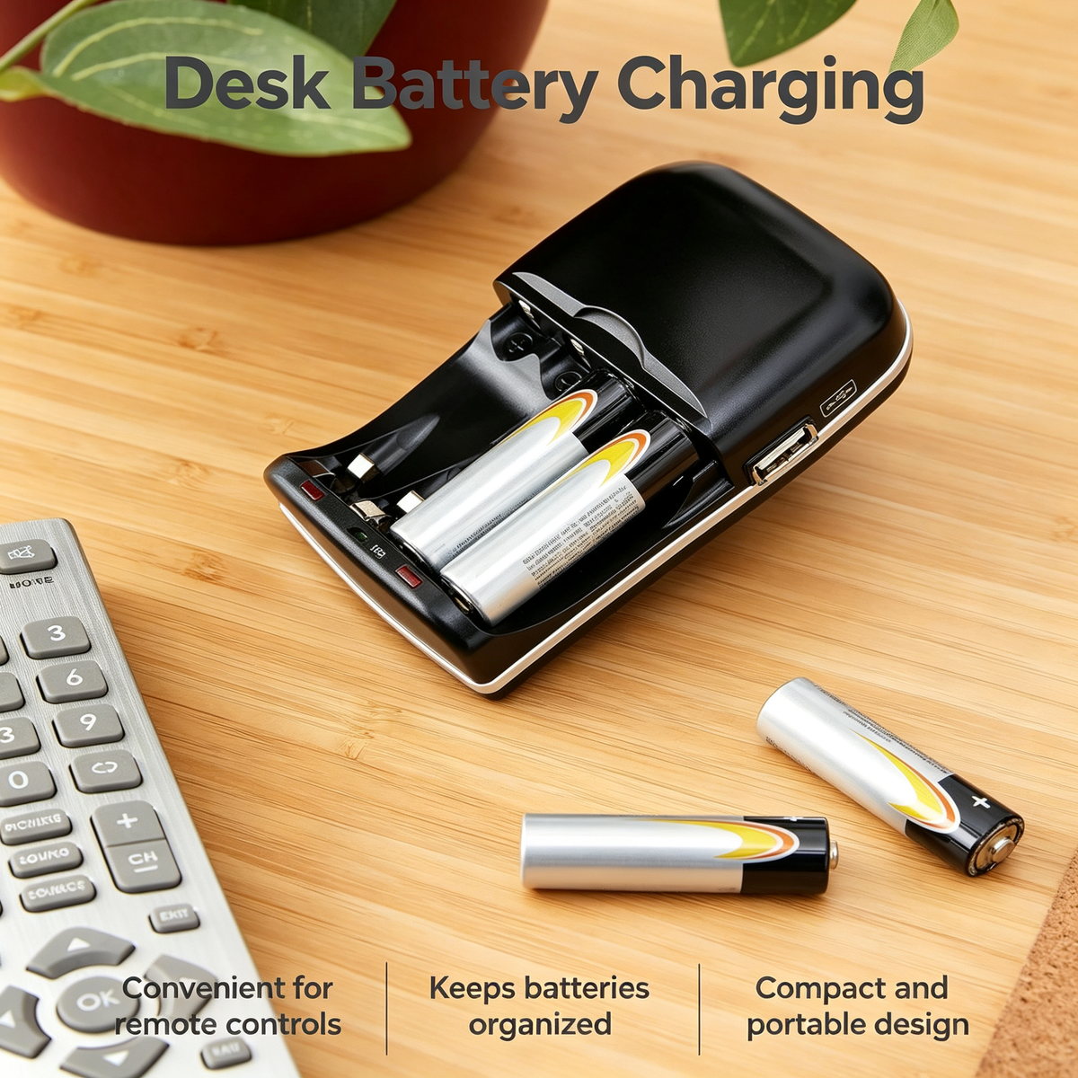 4-Slot USB Battery Charger