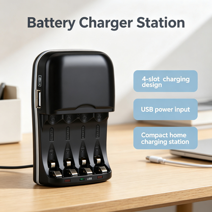 4-Slot USB Battery Charger