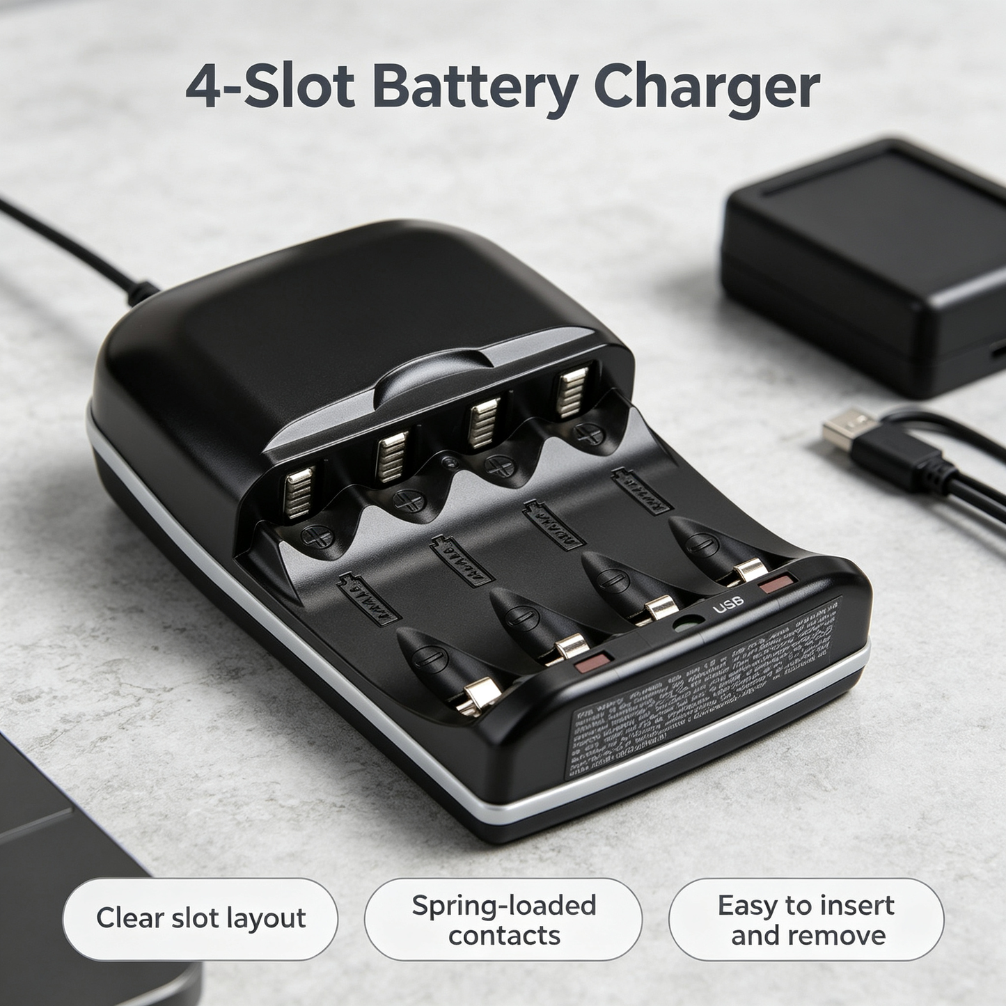 4-Slot USB Battery Charger
