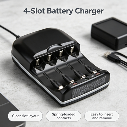 4-Slot USB Battery Charger