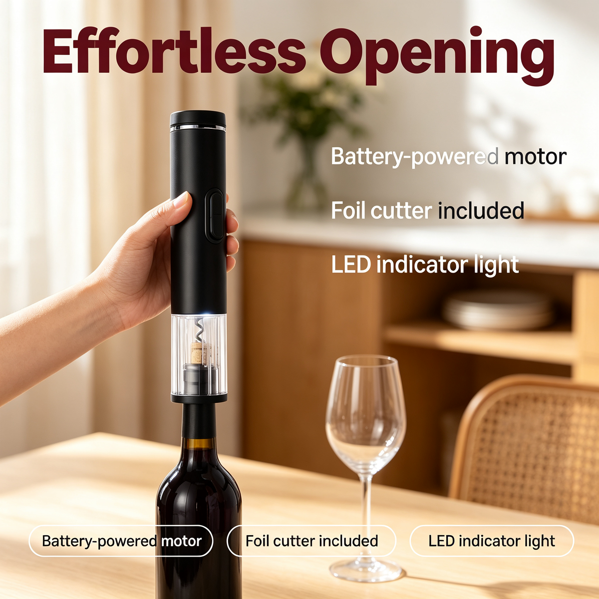 Battery-Powered Electric Wine Opener