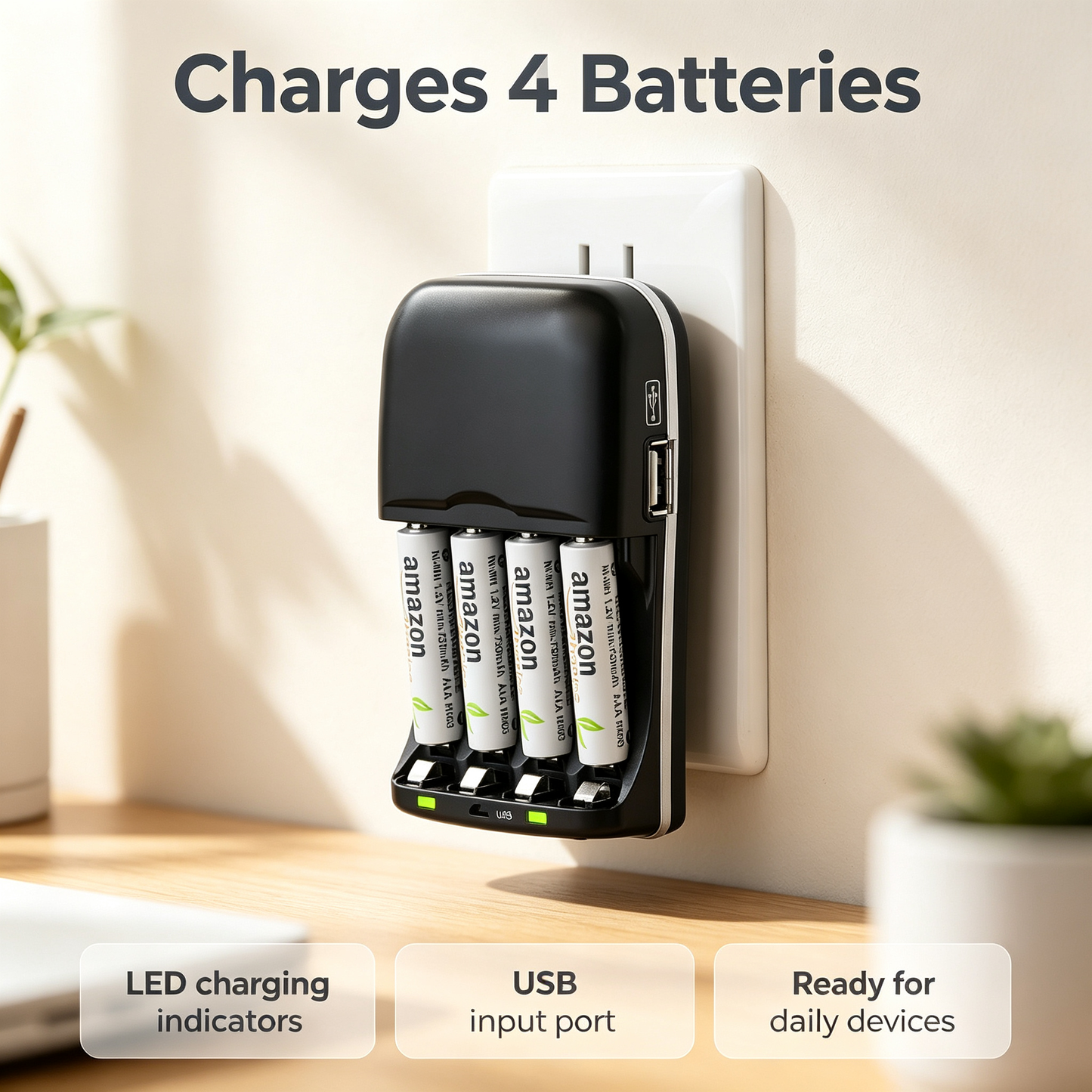 4-Slot USB Battery Charger
